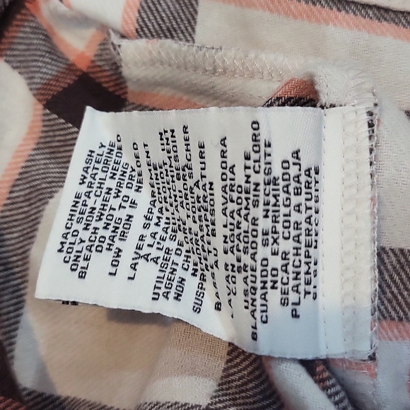 BOSTON TRADERS Beige Black Orange Cotton Poly Flannel Shirt - Picture 9 of 9